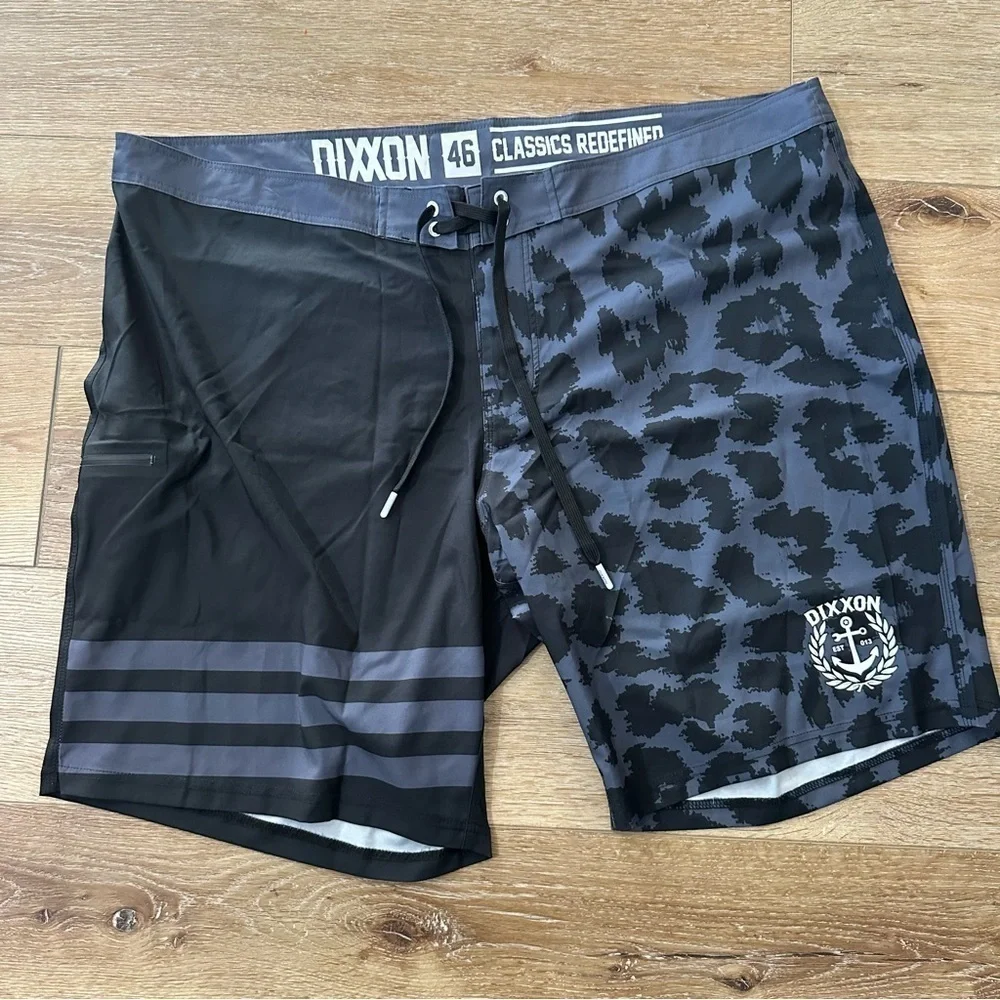DIXXON Classics Redefined Men’s Black & Gray Lightweight Boardshorts Sz 46 NWOT